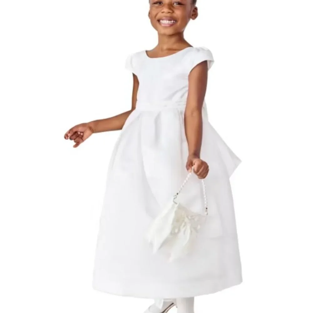 Gymboree Girls Size 12 White Satin Short Sleeve Dress NWT - Formal